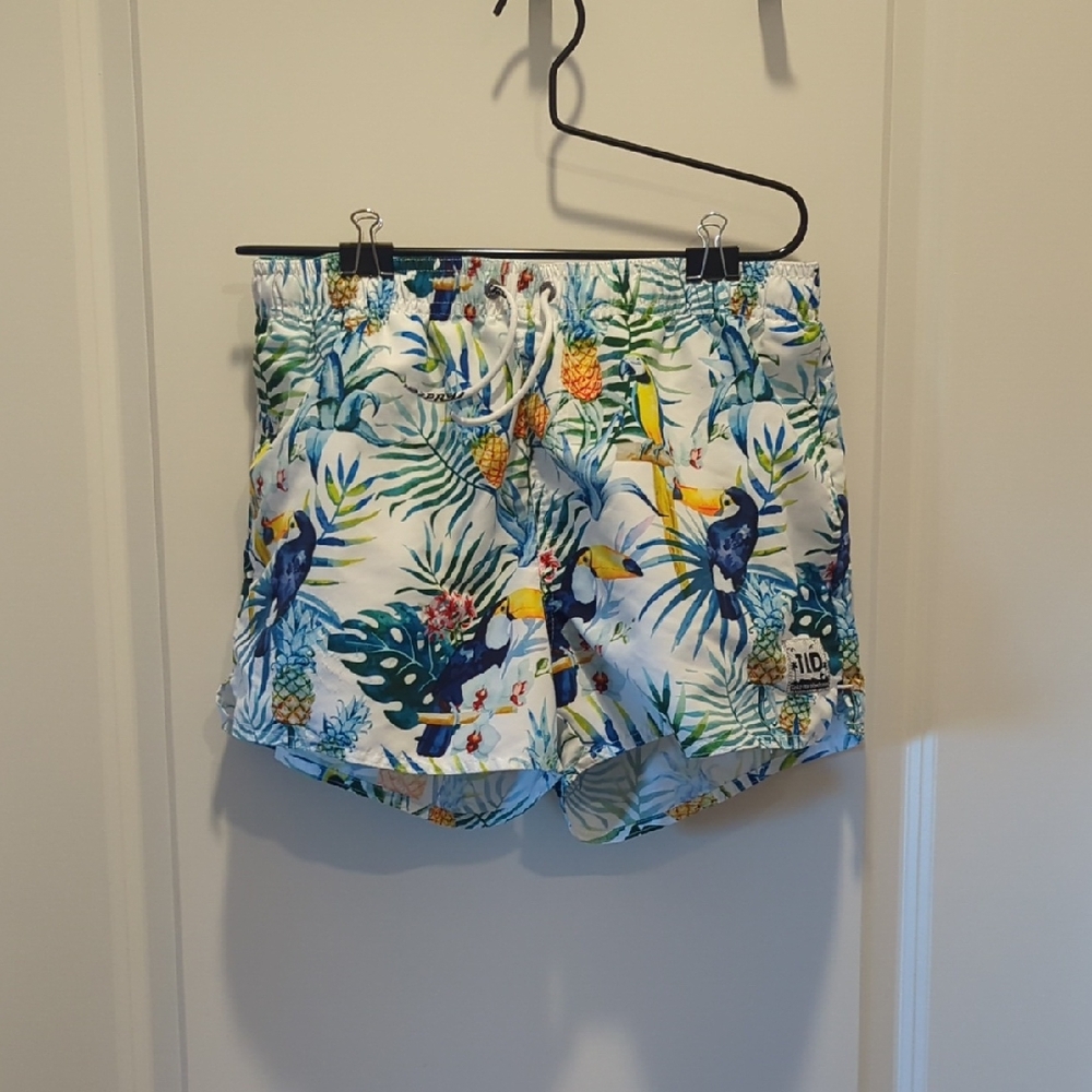 Tropical Print Swim Trunks